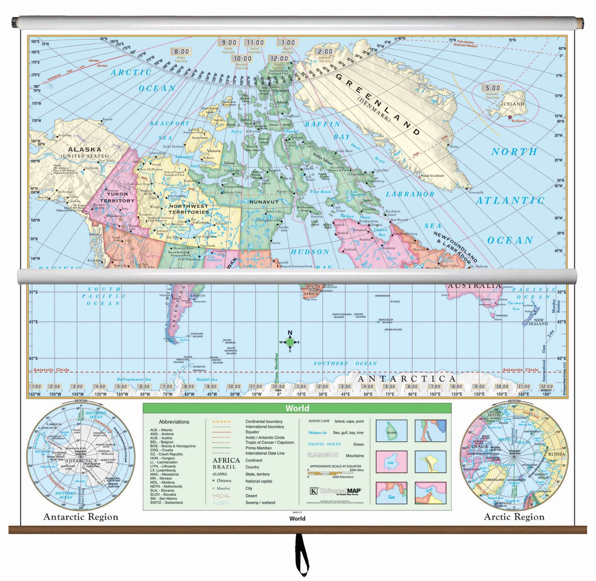 Kappa Map Group  Canada World Essential Combo Classroom Wall Map