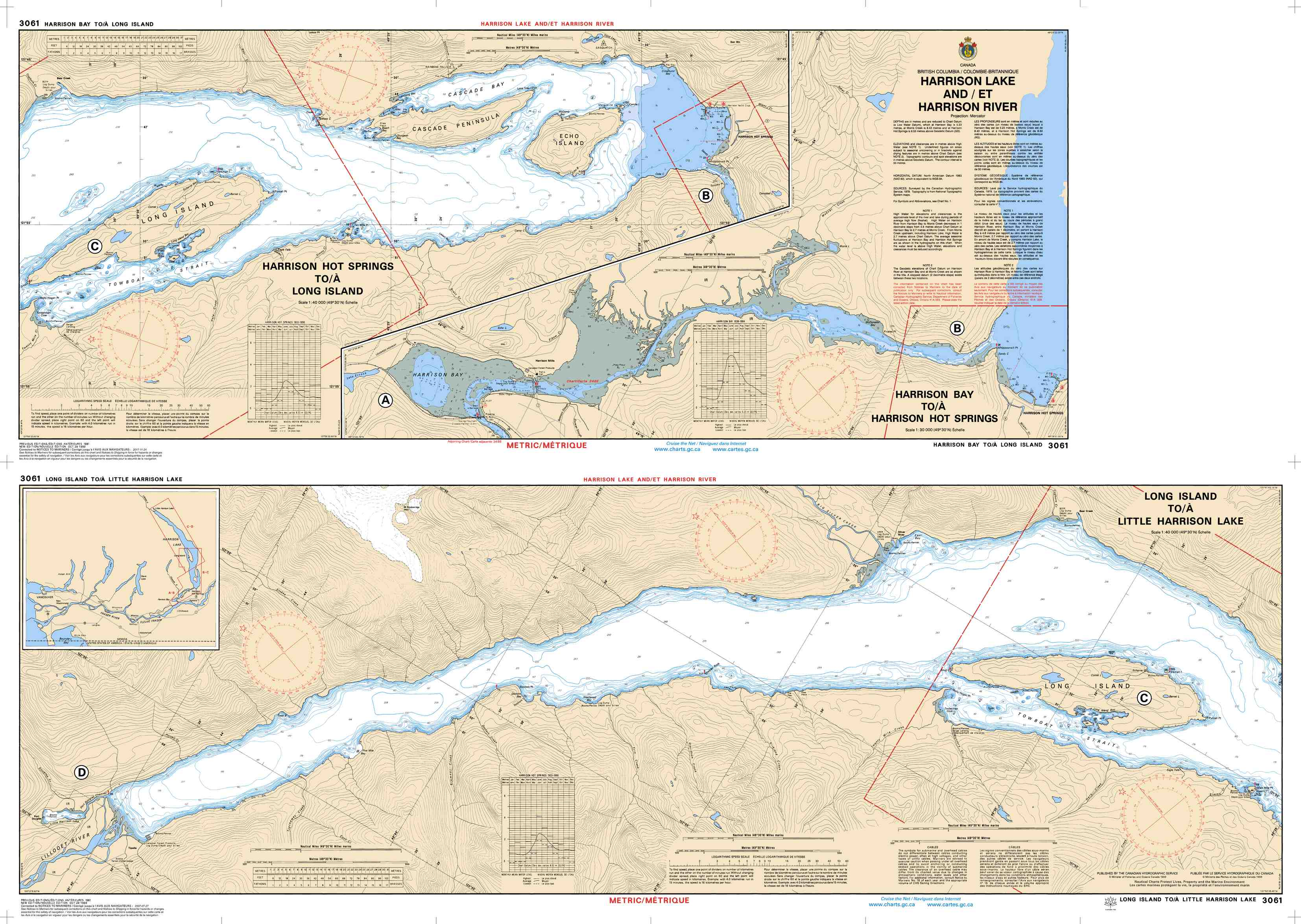 Canadian Hydrographic Service Nautical Chart CHS3061: Harrison Lake and/et Harrison River