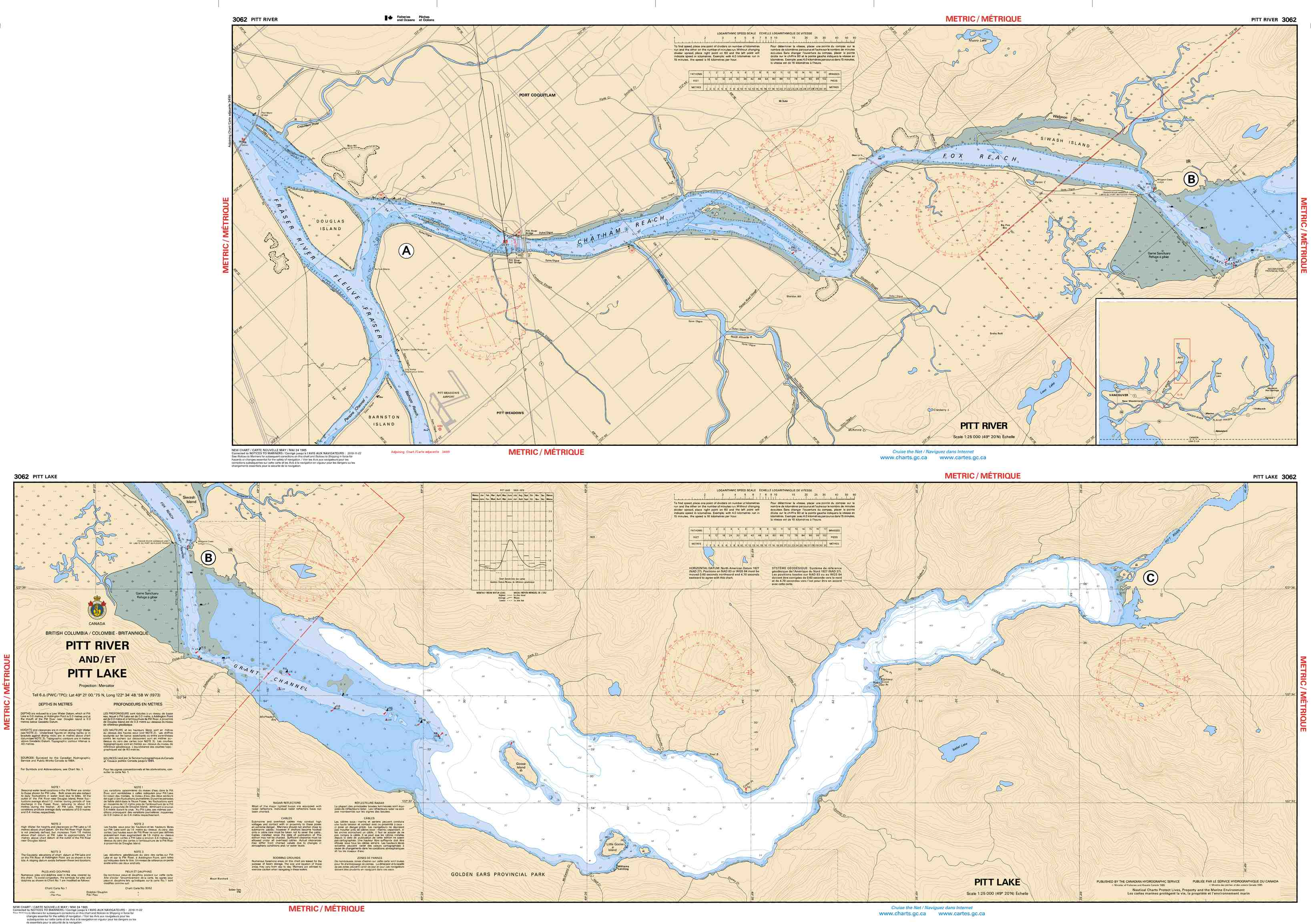 Canadian Hydrographic Service Nautical Chart CHS3062: Pitt River and/et Pitt Lake