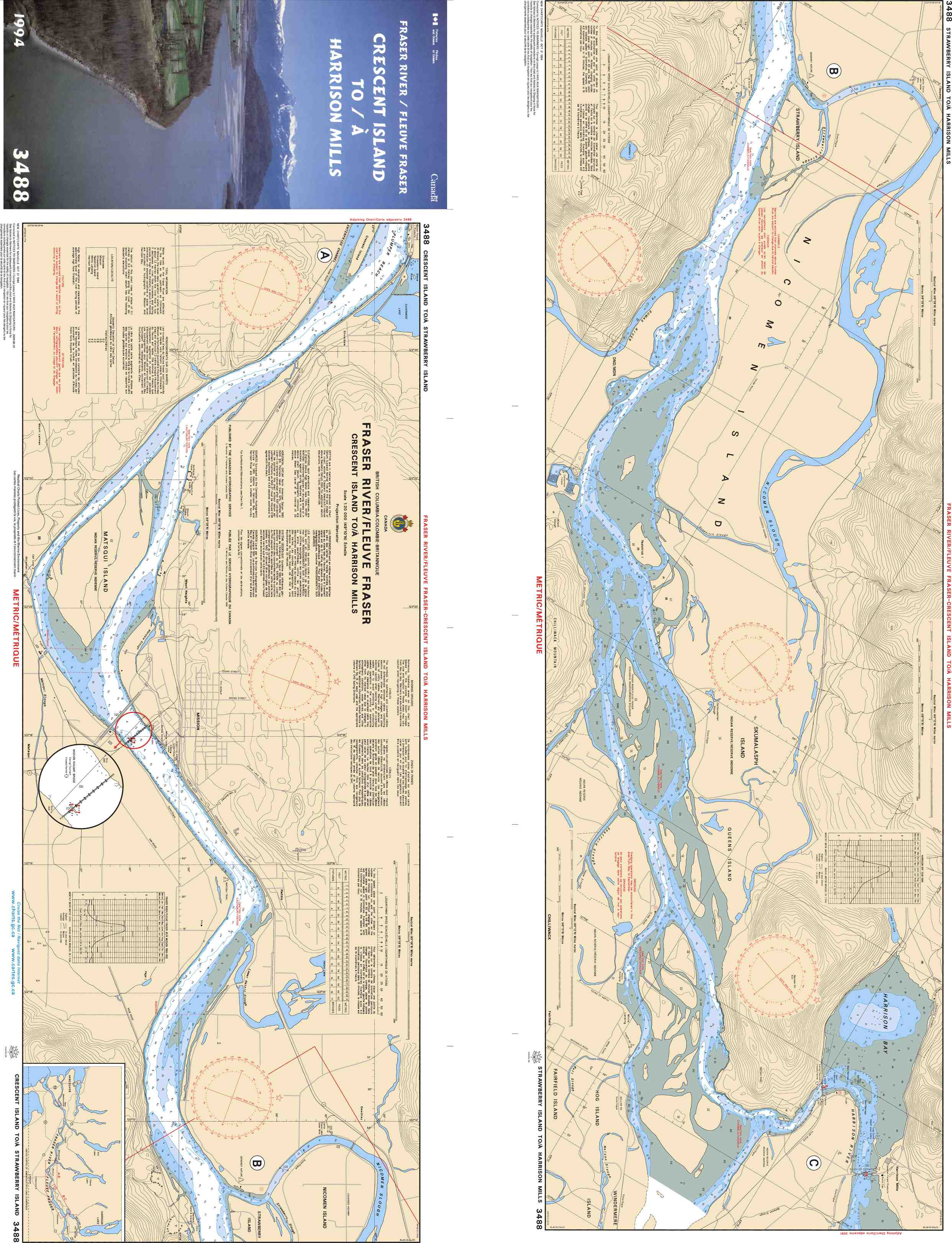 Canadian Hydrographic Service Nautical Chart CHS3488: Fraser River/Fleuve Fraser, Crescent Island to/à Harrison Mills