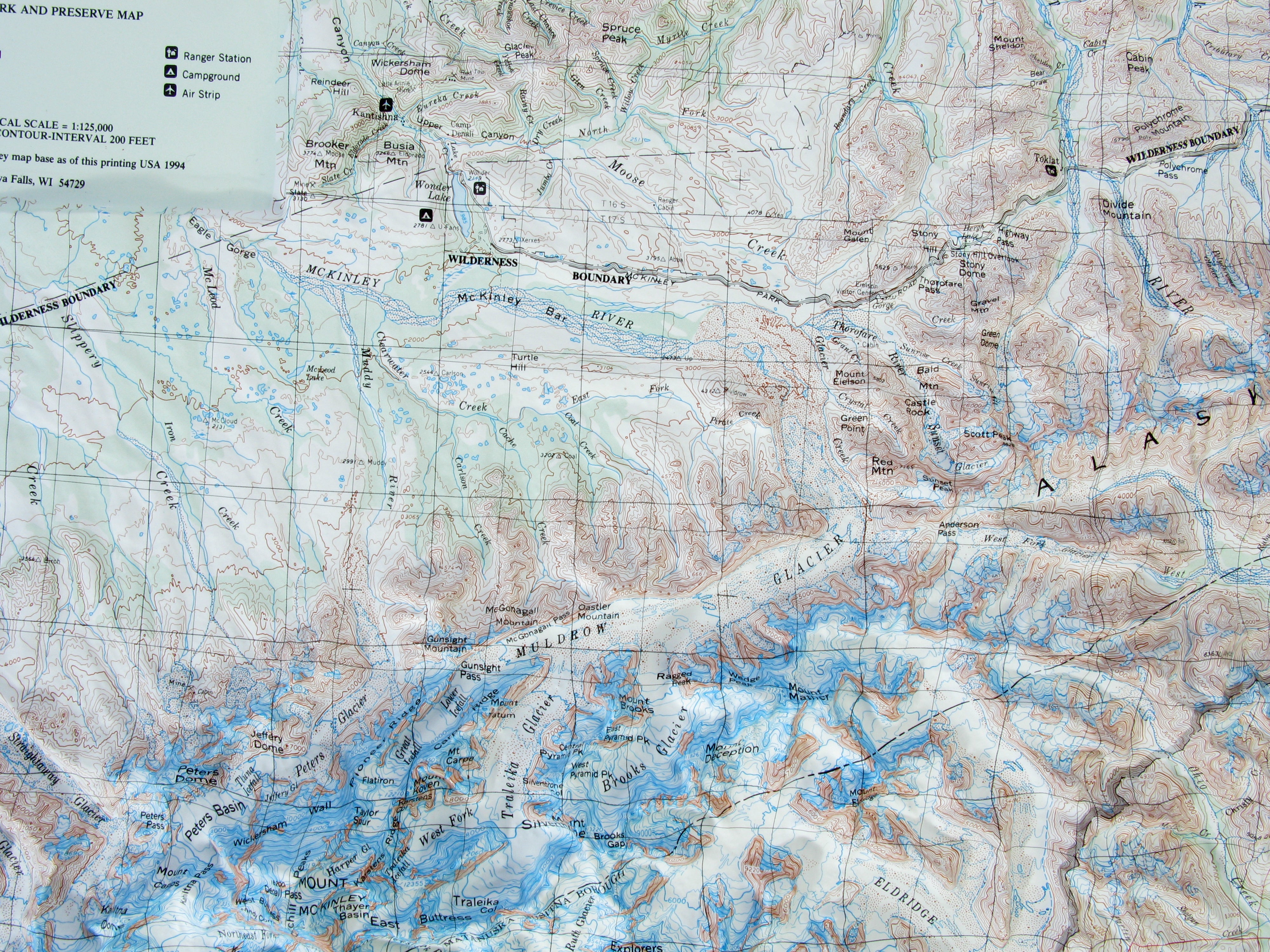 Denali National  Park 3D Three Dimensional Raised Relief Map