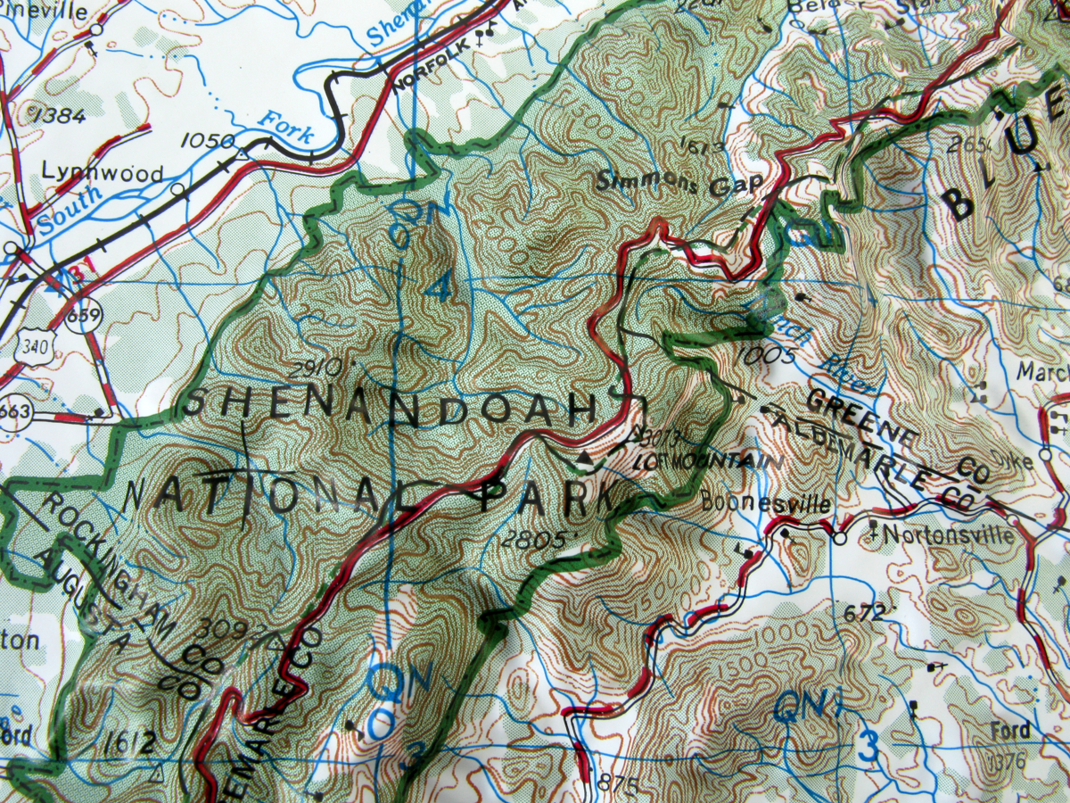 Shenandoah National Park USGS Regional Three Dimensional 3D Raised Relief Map
