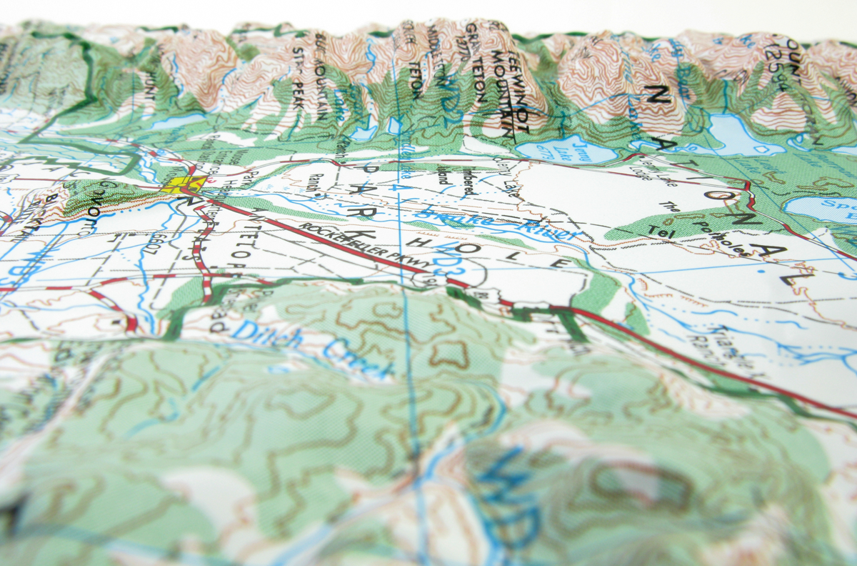 Grand Teton National Park USGS Regional Three Dimensional 3D Raised Relief Map