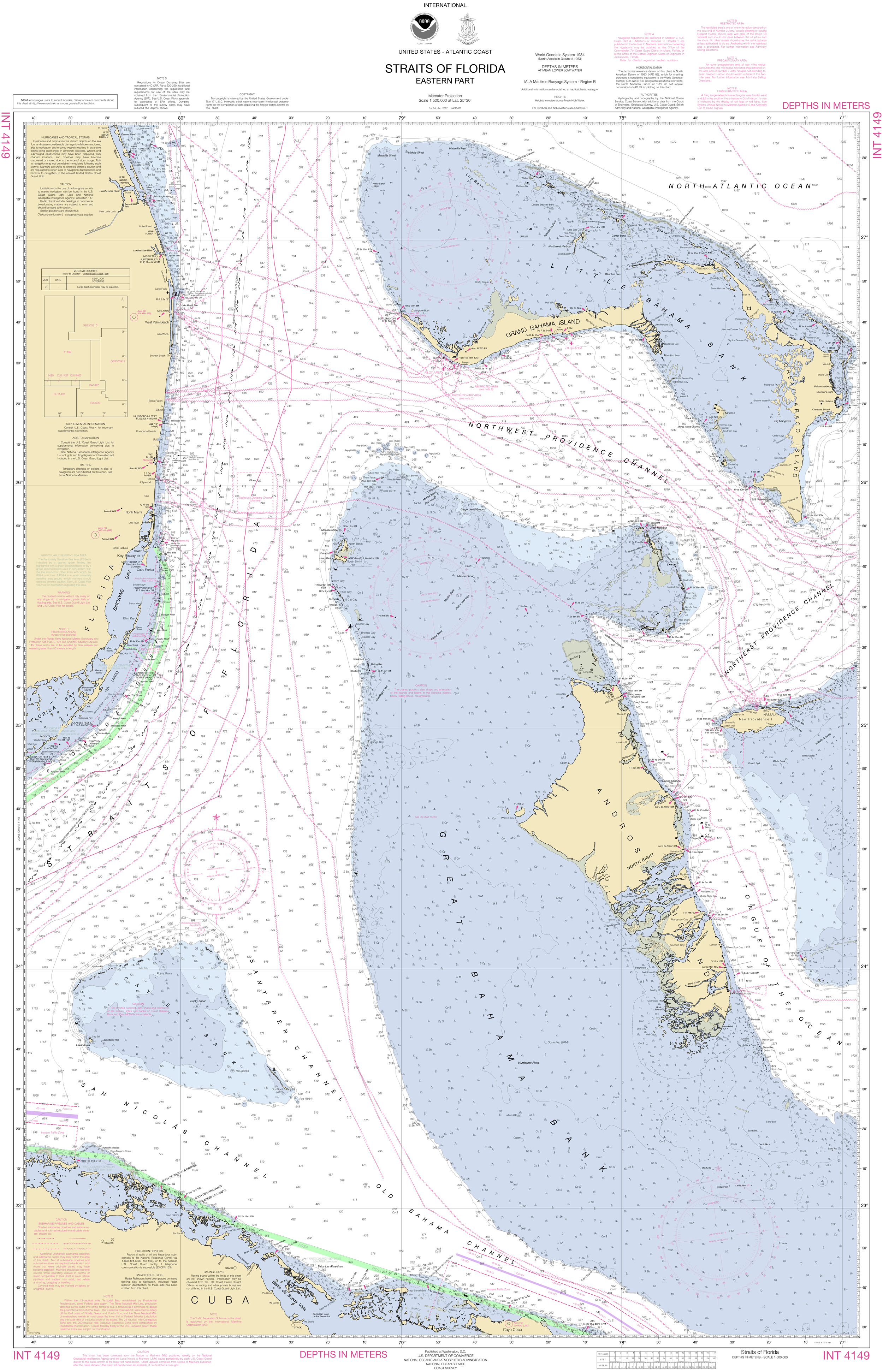NOAA Nautical Chart 4149: Straits of Florida - Eastern Part