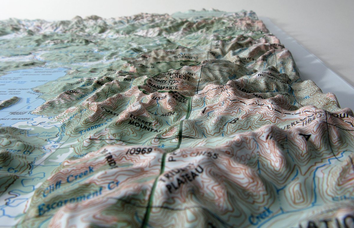 Yellowstone National Park USGS Regional Three Dimensional 3D Raised Relief Map
