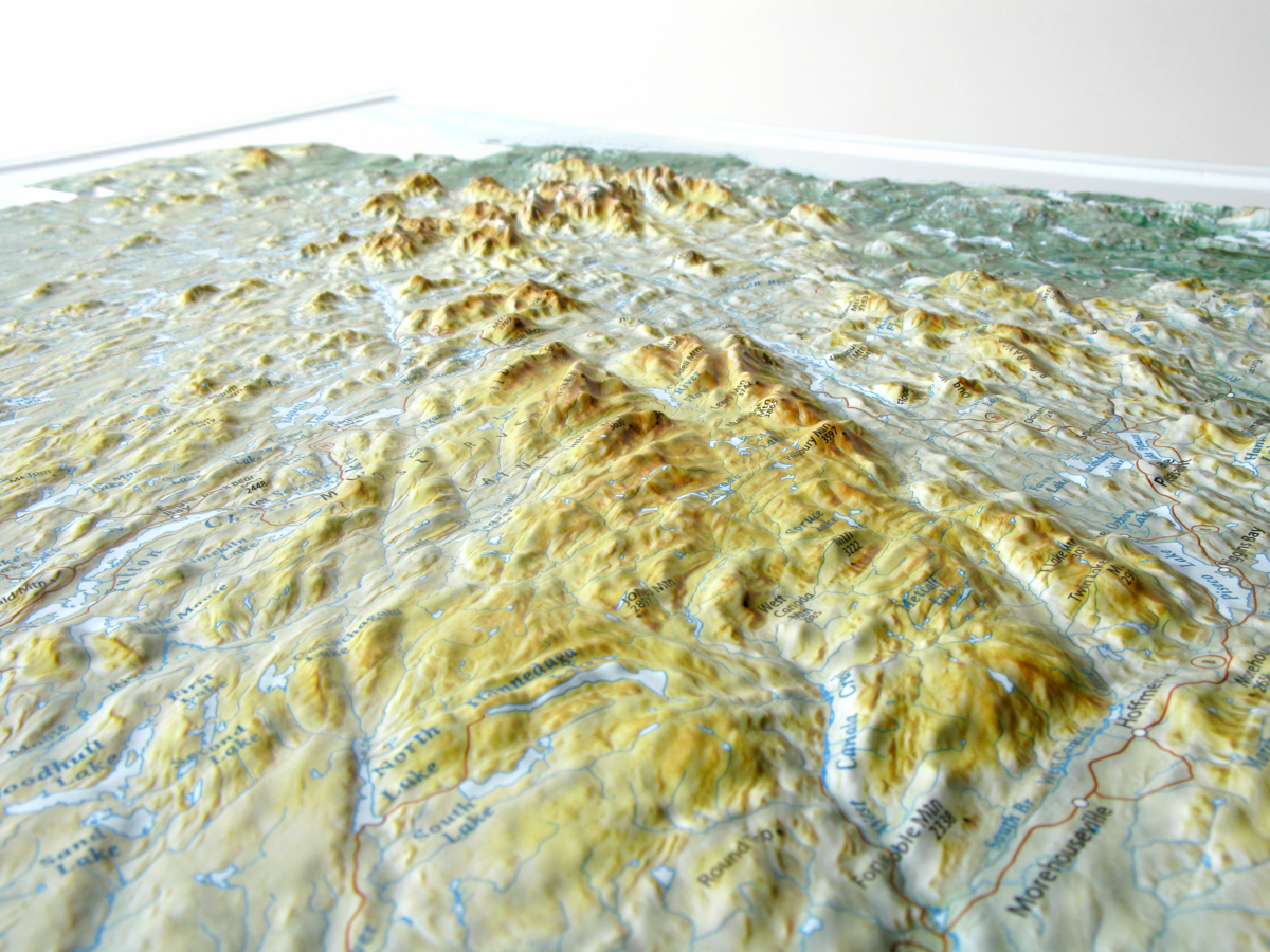 Adirondack New York State Park Raised Relief Three Dimensional 3D Map