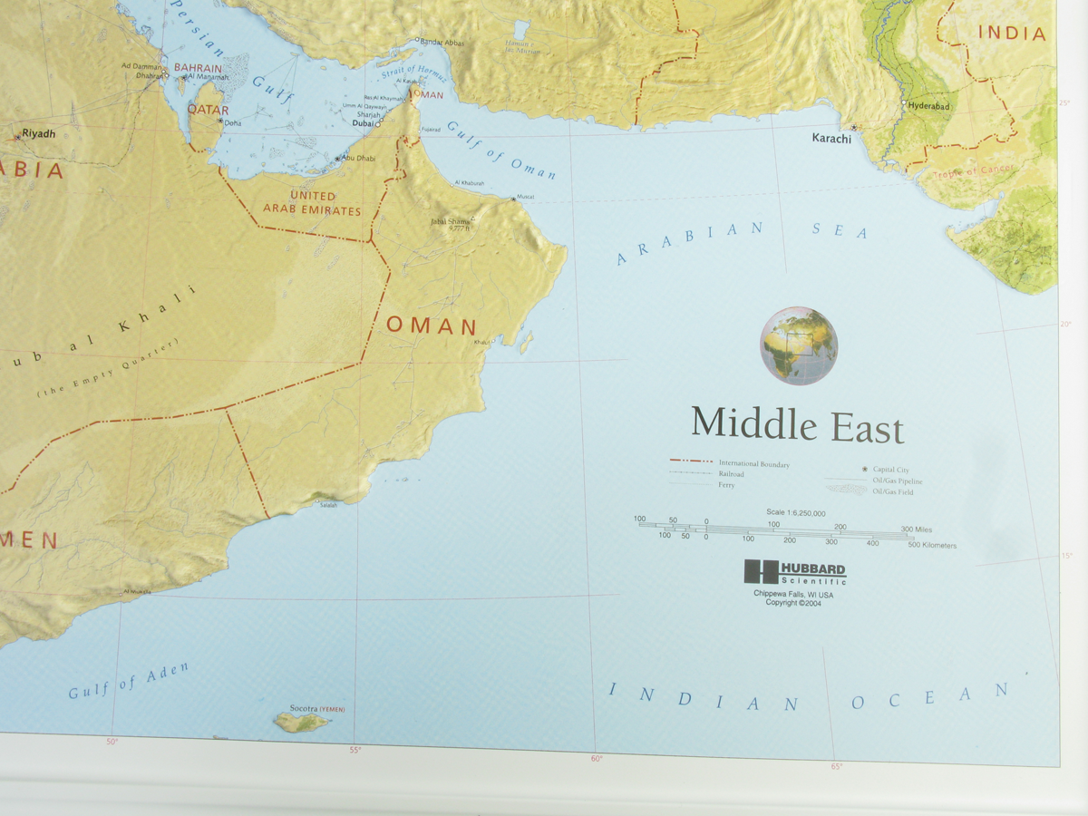 Middle East Three Dimensional 3D Raised Relief Map