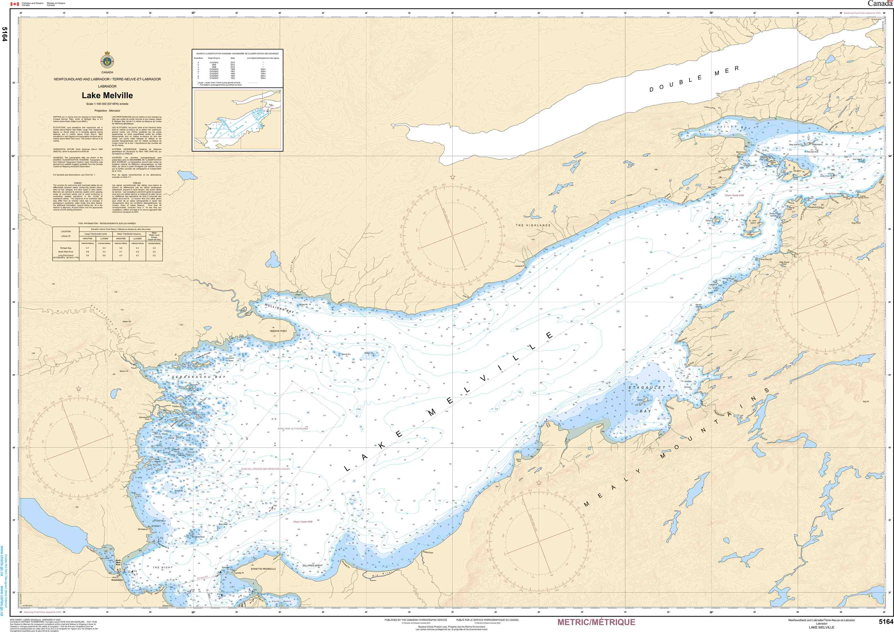 Canadian Hydrographic Service Nautical Chart CHS5164 : Chart CHSLake Melville