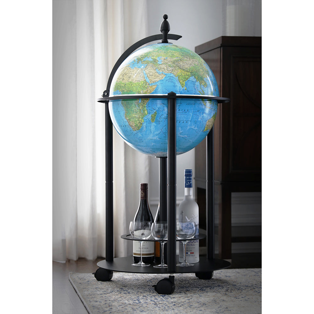 Empire Bar Globe 16 Inch Illuminated Floor World Globe By Replogle GlobesEmpire Bar Globe 16 Inch Illuminated Floor World Globe By Replogle Globes
