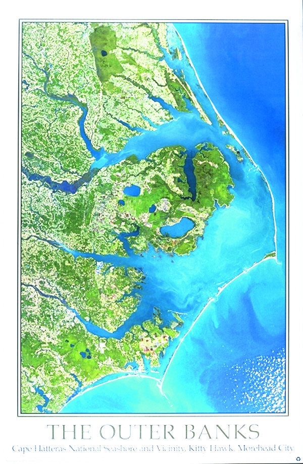 The Outer Banks of North Carolina From Space Satellite Map 