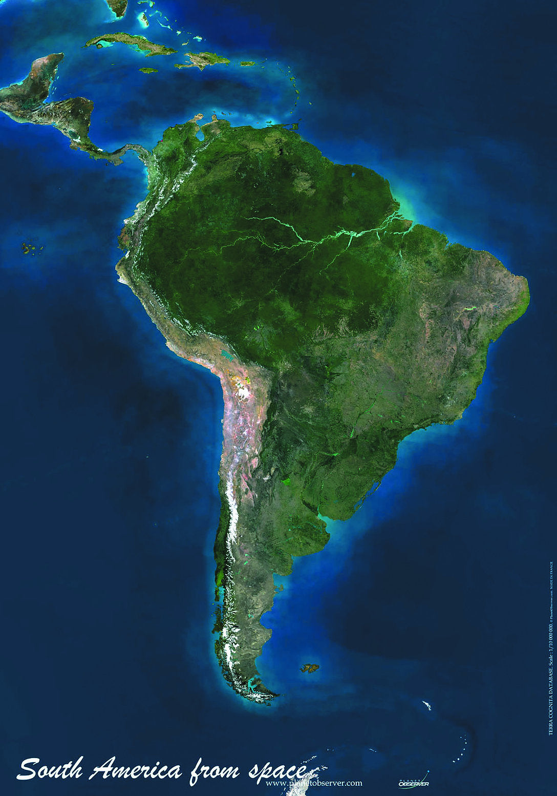 South America From Space Map