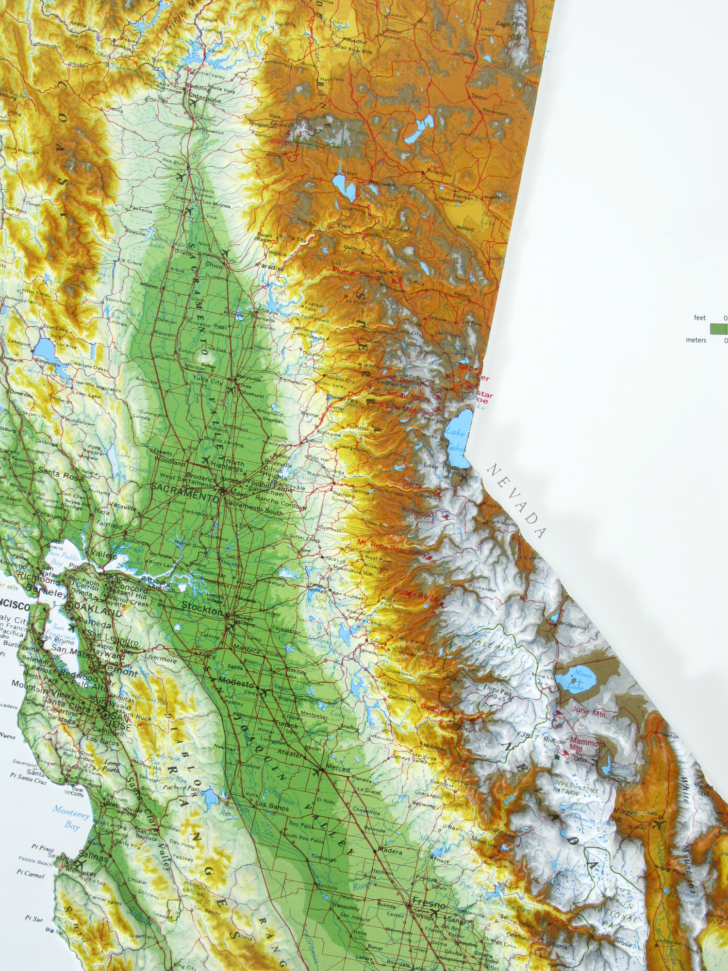California Three Dimensional - 3D - Raised Relief Map