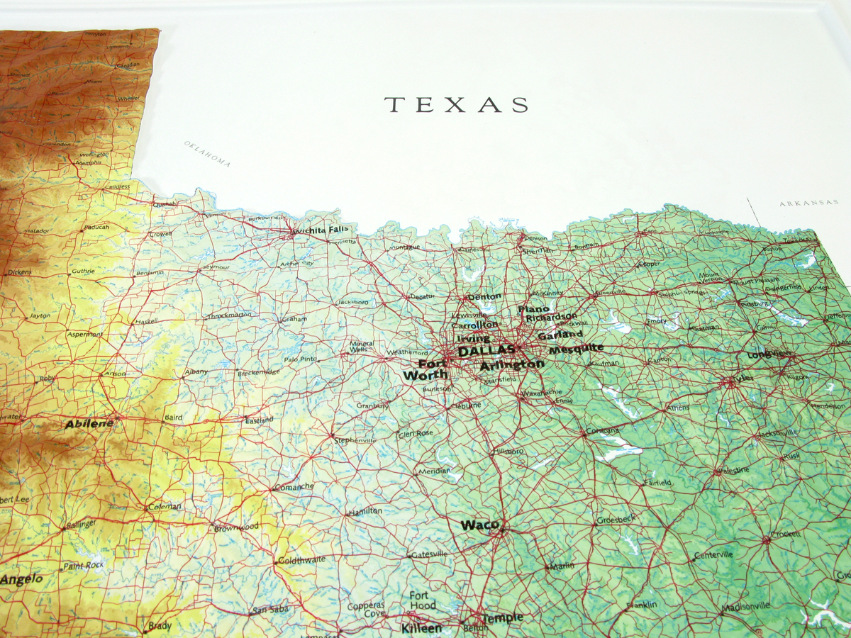 Texas Three Dimensional 3D Raised Relief Map