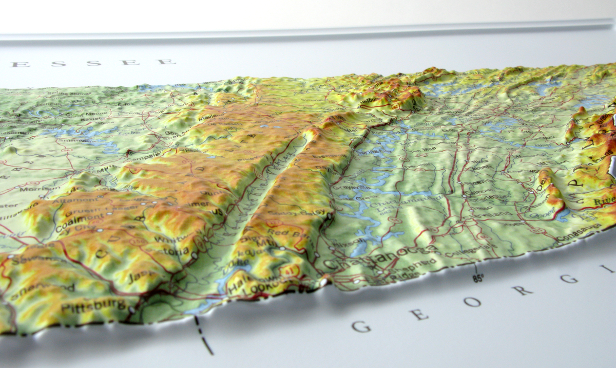 Tennessee Three Dimensional 3D Raised Relief Map