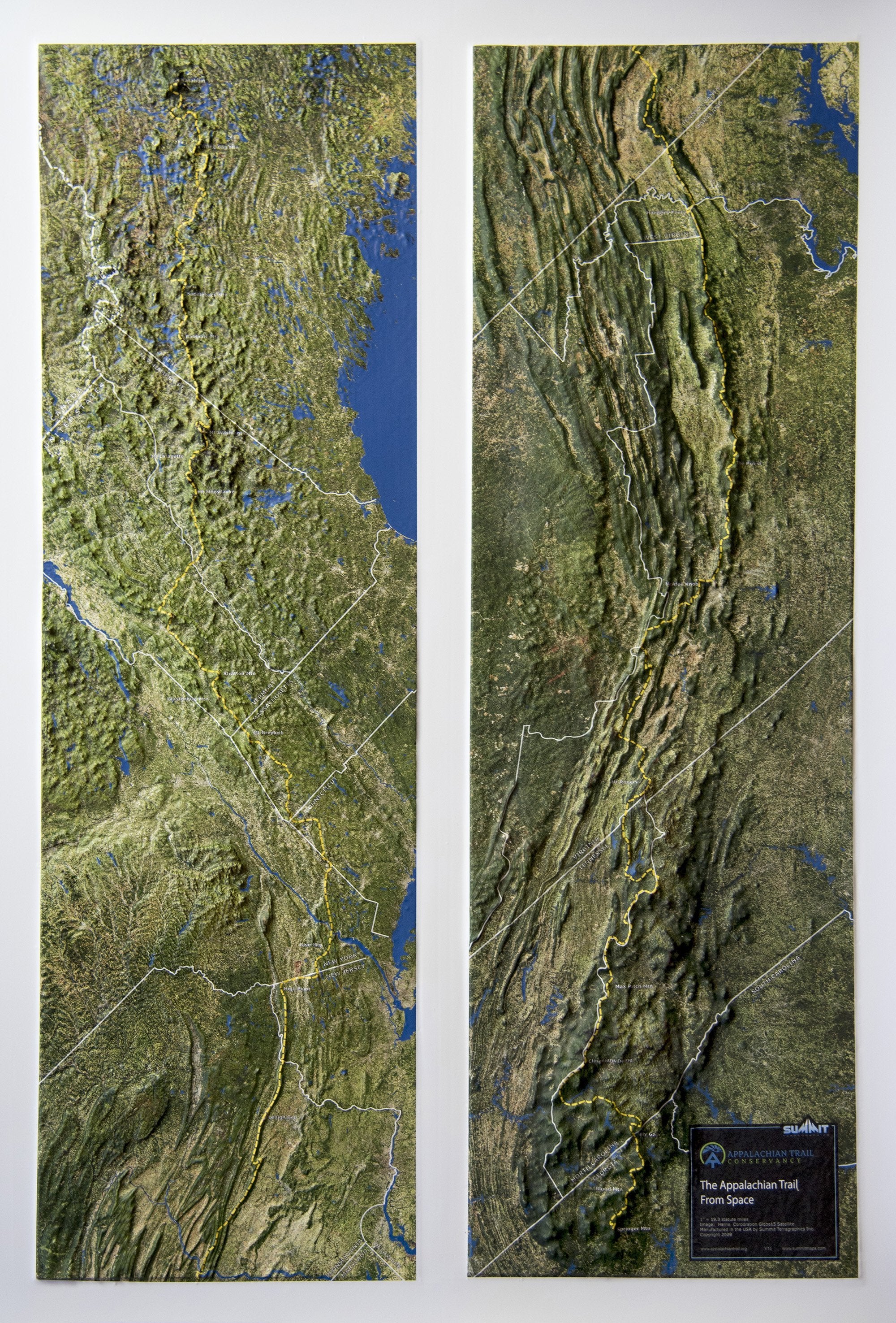 Appalachian Trail Satellite Image Three Dimensional 3D Raised Relief Map