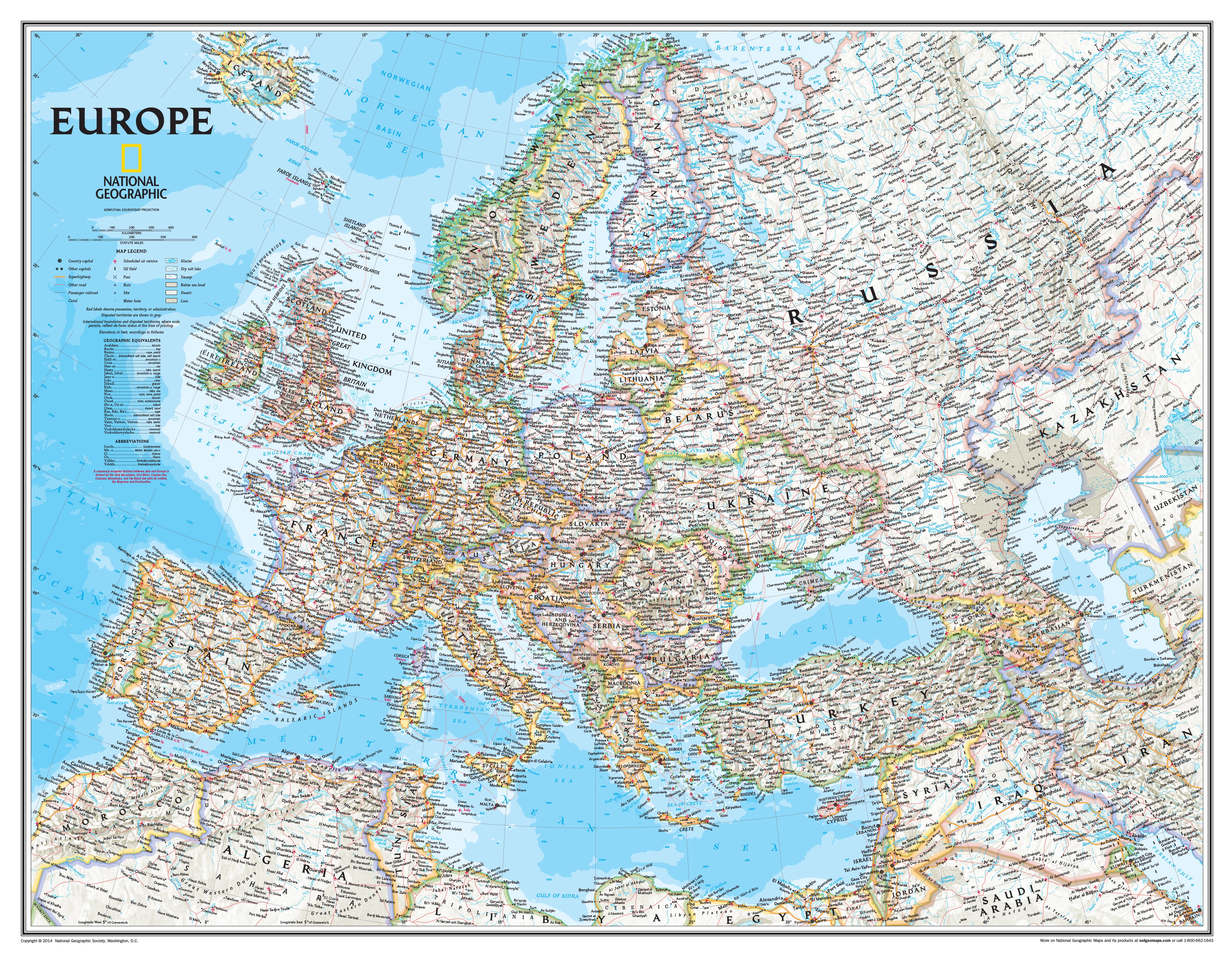 Europe a part of National Geographic Political 7 Continent Maps Classroom Pull Down 7 Map Bundle