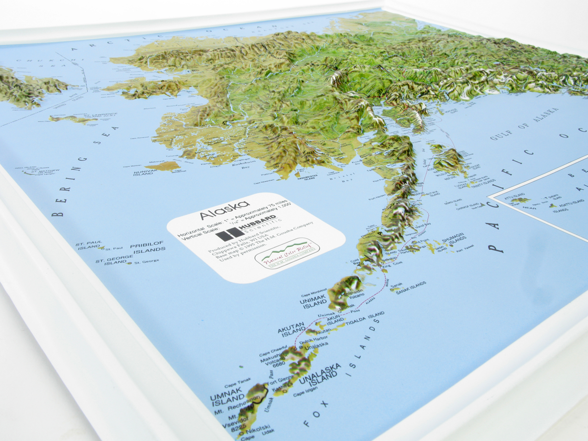 Alaska Natural Color Relief Three Dimensional 3D Raised Relief Map