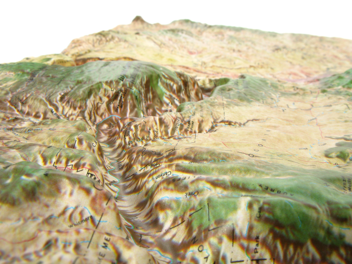 Arizona Satellite Natural Color Relief Three Dimensional - 3D - Raised Relief Map