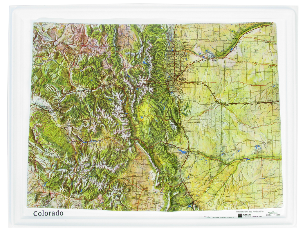 Colorado Natural Color Relief Three Dimensional 3D Raised Relief Map