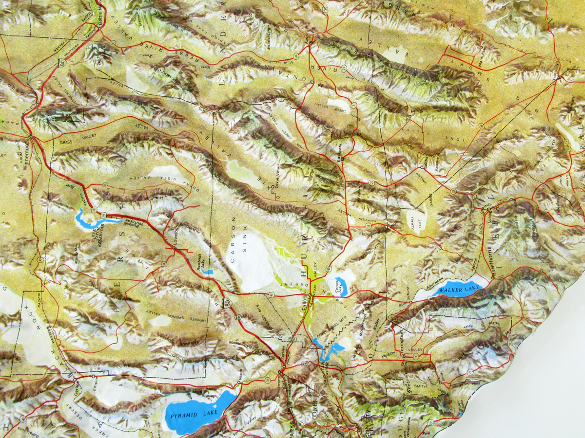 Nevada Natural Color Relief Three Dimensional 3D Raised Relief Map