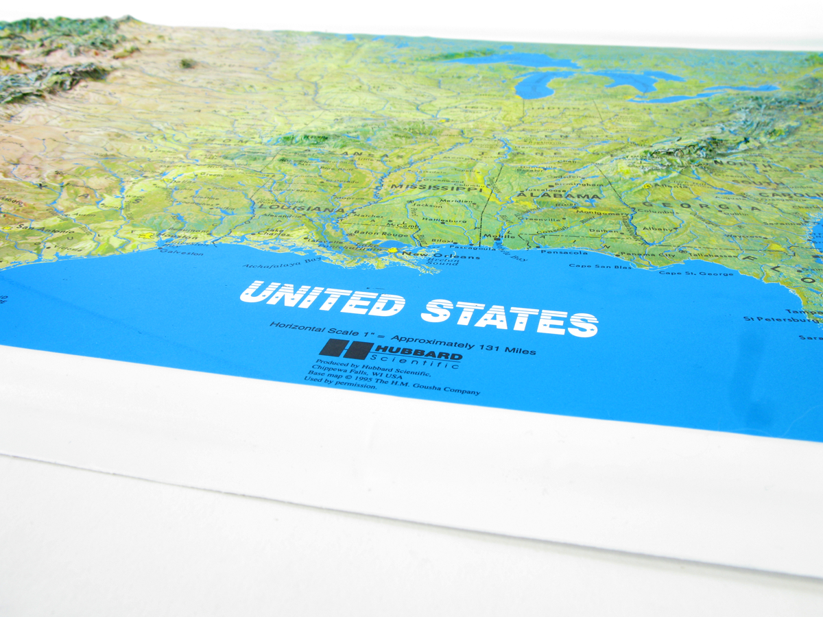 US Natural Color Relief Three Dimensional 3D Raised Relief Map