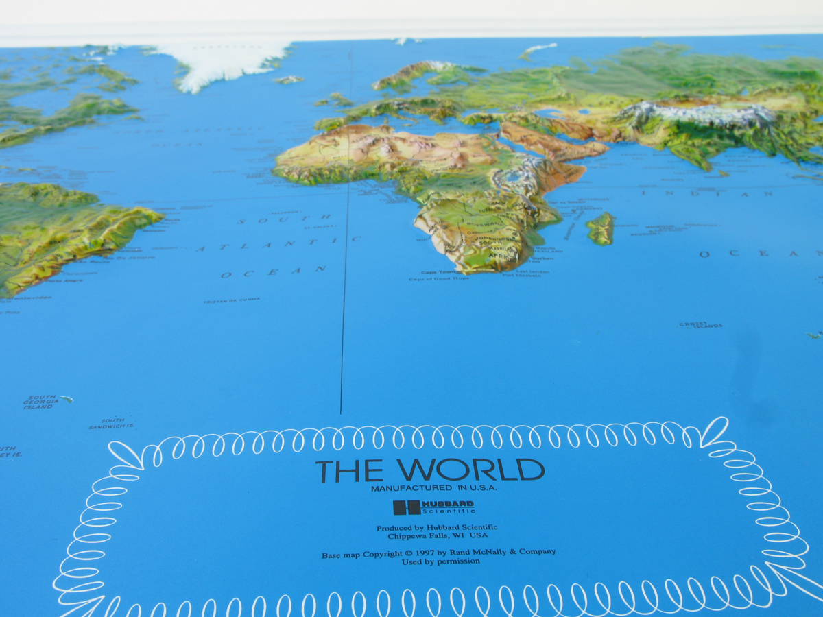 World Natural Color Relief Three Dimensional Raised 3D Relief Map