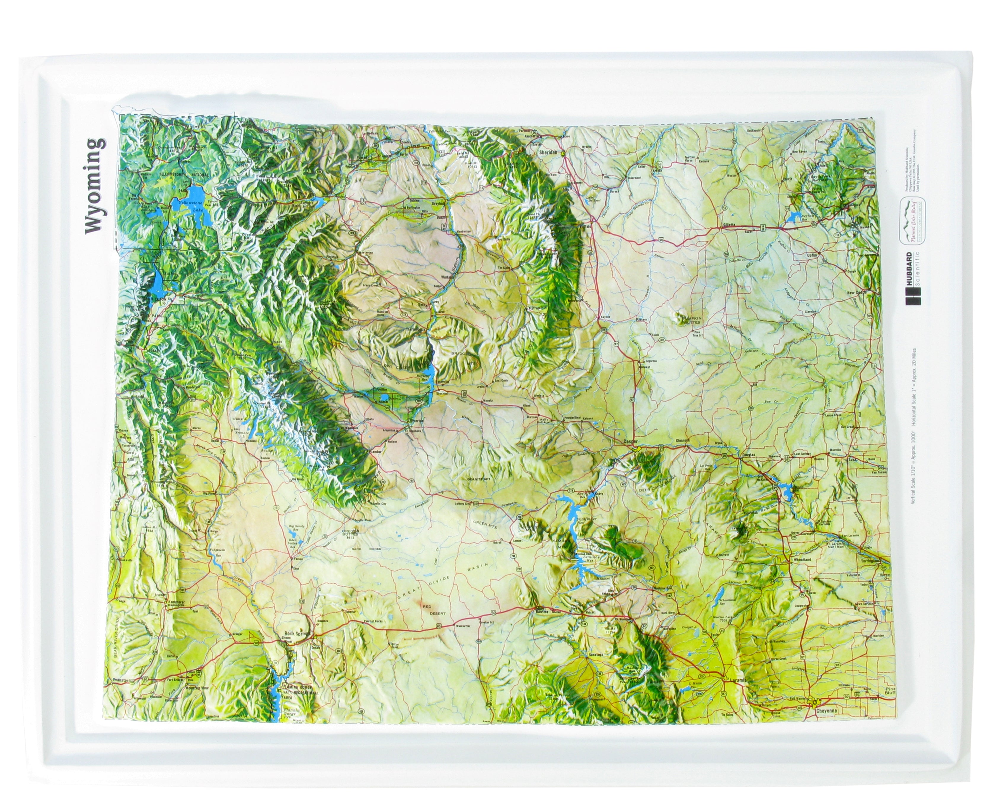 Wyoming Natural Color Relief Three Dimensional 3D Raised Relief Map