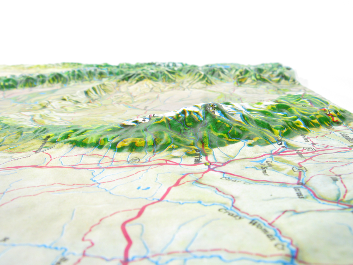 Wyoming Natural Color Relief Three Dimensional 3D Raised Relief Map