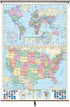 US/World Stacked Wall Map Pull Down School Map