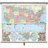 US/World Primary Combo Classroom Pull Down Wall Map