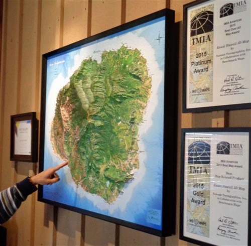 Kauai Hawaii Three Dimensional 3D Raised Relief Map