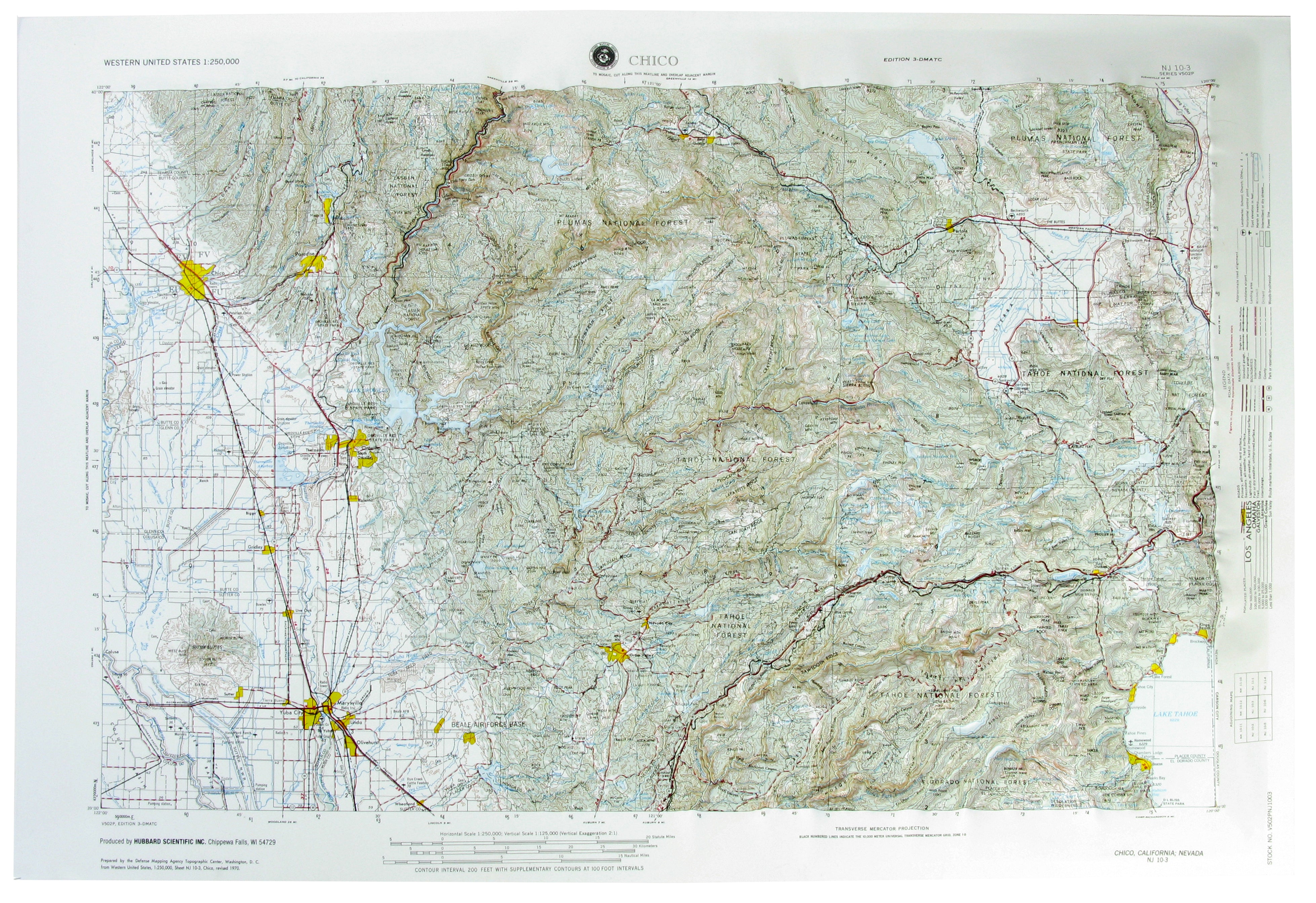Chico USGS Regional Three Dimensional - 3D - Raised Relief Map