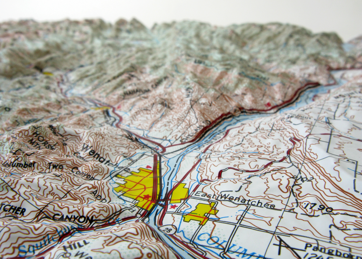 Wenatchee USGS Regional Three Dimensional 3D Raised Relief Map