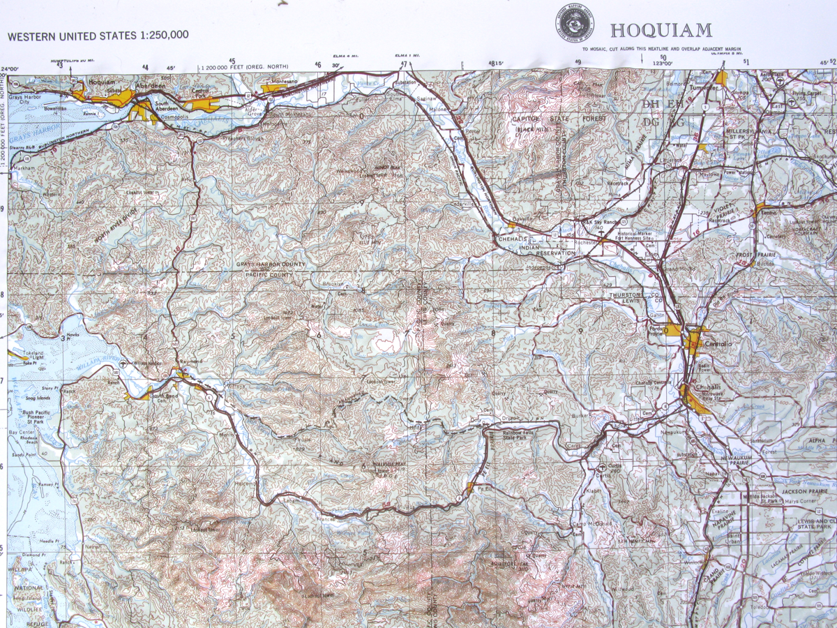 Hoquiam USGS Regional Three Dimensional 3D Raised Relief Map