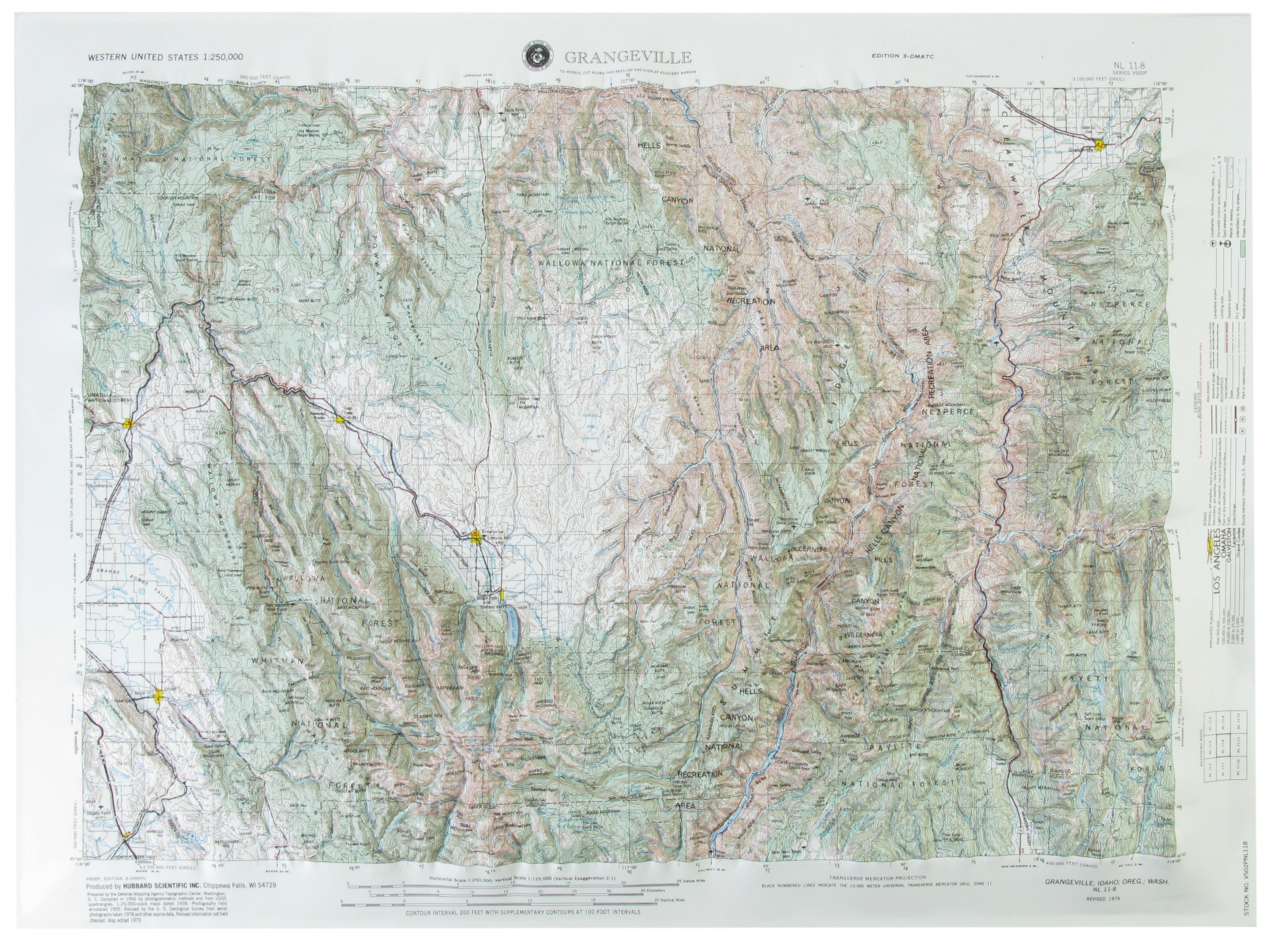 Grangeville USGS Regional Three Dimensional - 3D - Raised Relief Map