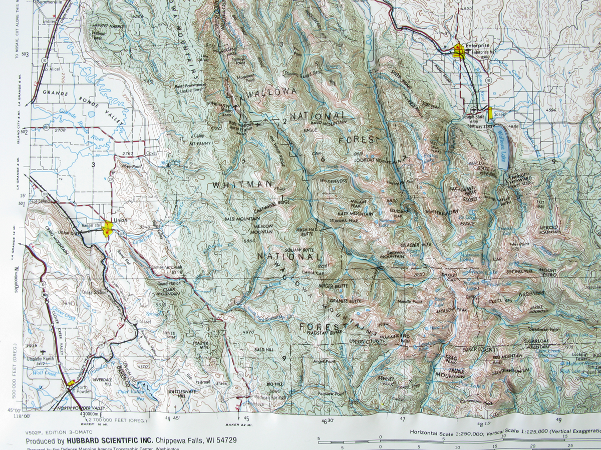 Grangeville USGS Regional Three Dimensional - 3D - Raised Relief Map