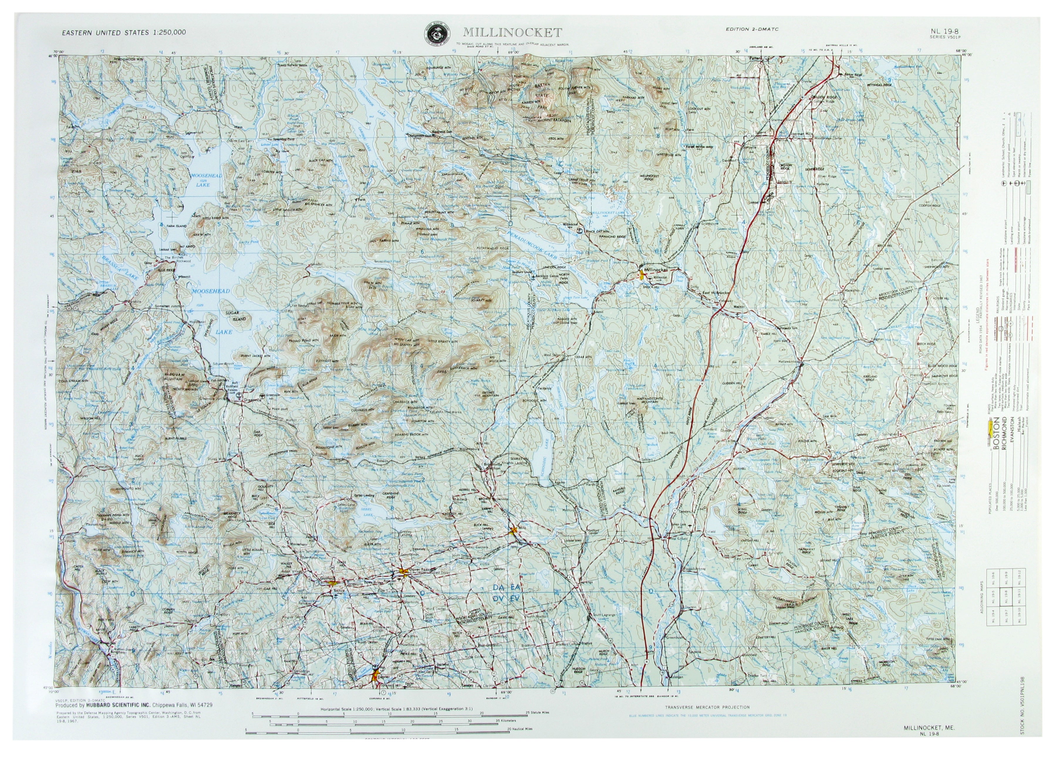 Millinocket USGS Regional Three Dimensional 3D Raised Relief Map