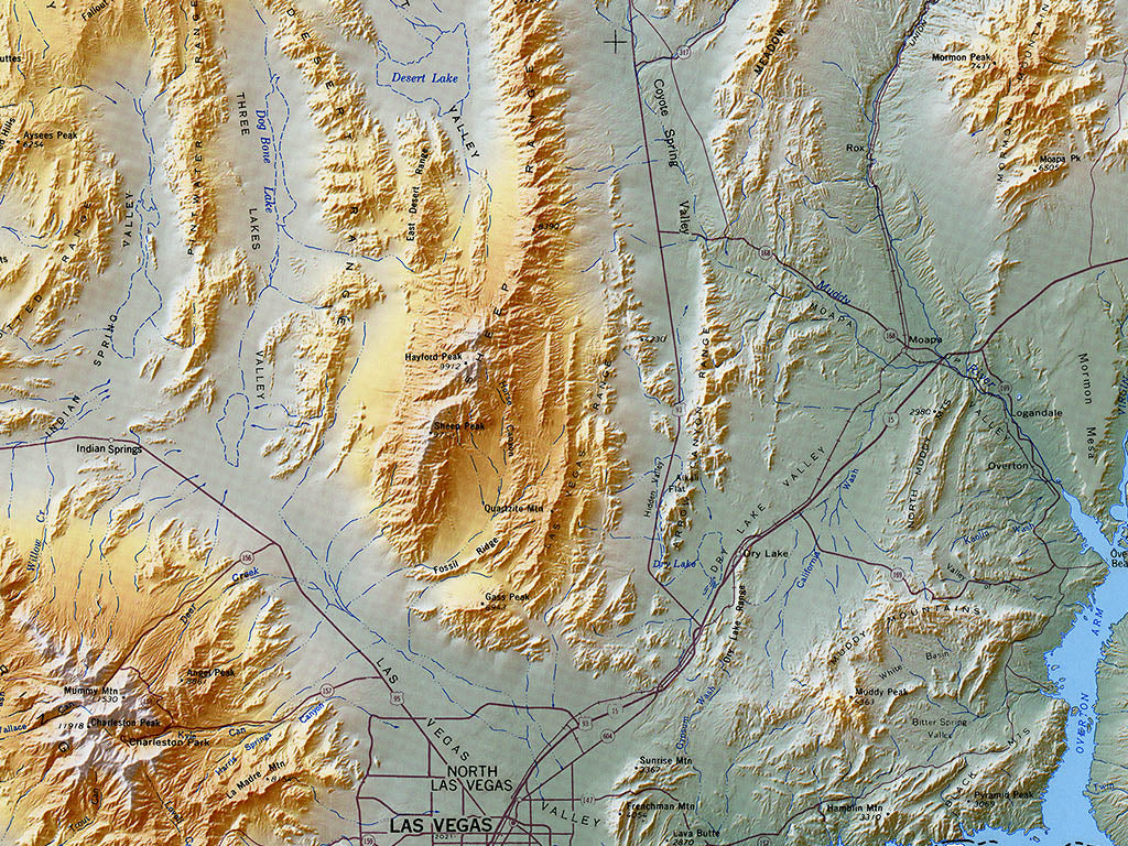 Nevada Topographical Wall Map By Raven Maps, 61" X 43"