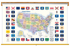 United States US Flags Wall Map Classroom Pull Down