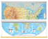 Physical USA and World Map Classroom Pull Down 2 Map Bundle
