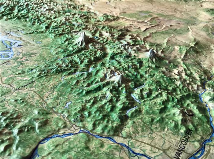 Washington State Three Dimensional 3D Raised Relief Map