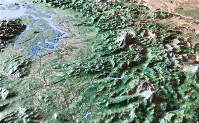 Washington State Three Dimensional 3D Raised Relief Map