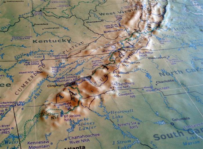 United States - National Parks & Trails Three Dimensional 3D Raised Relief Map