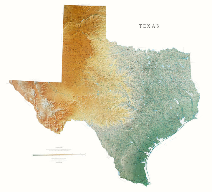 Texas Topographical Wall Map by Raven Maps, 46" x 50" – GeoMart
