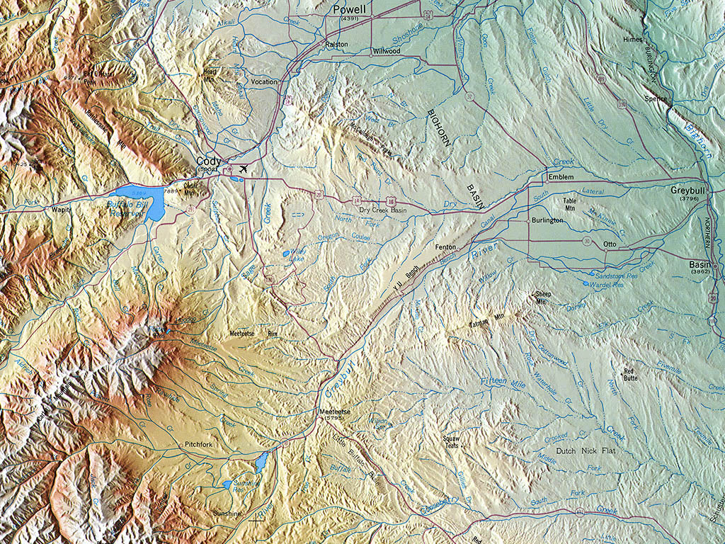 Wyoming Topographical Wall Map By Raven Maps, 43" X 52"