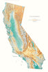 California Topographical Wall Map By Raven Maps, 49" X 34"