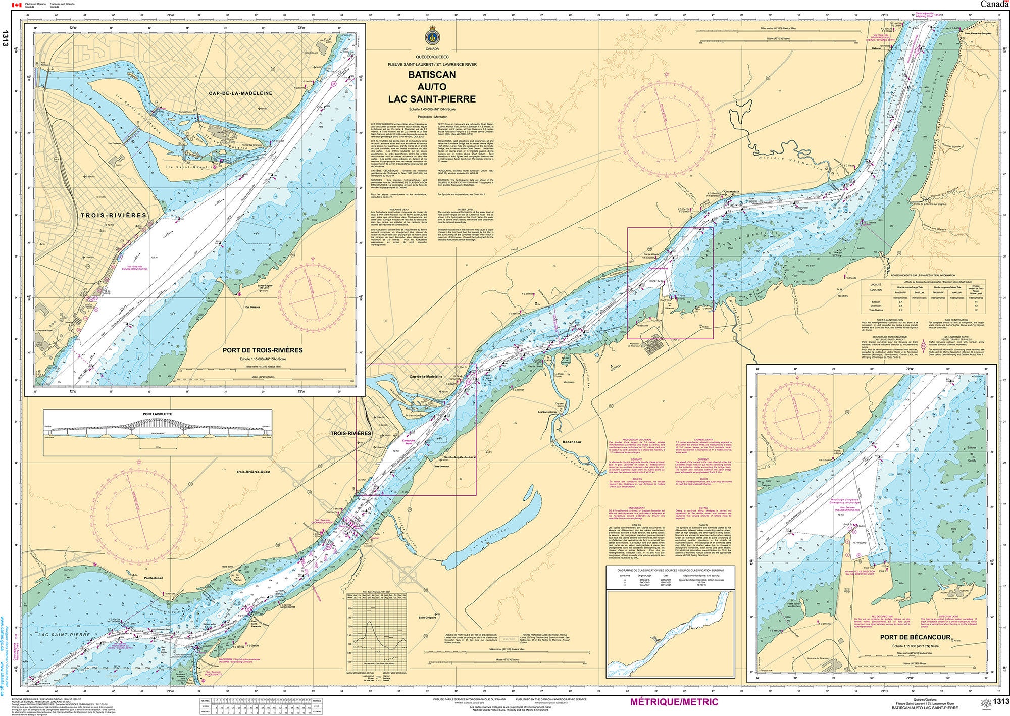 Canadian Hydrographic Service Nautical Chart CHS1313: Batiscan au/to Lac Saint-Pierre