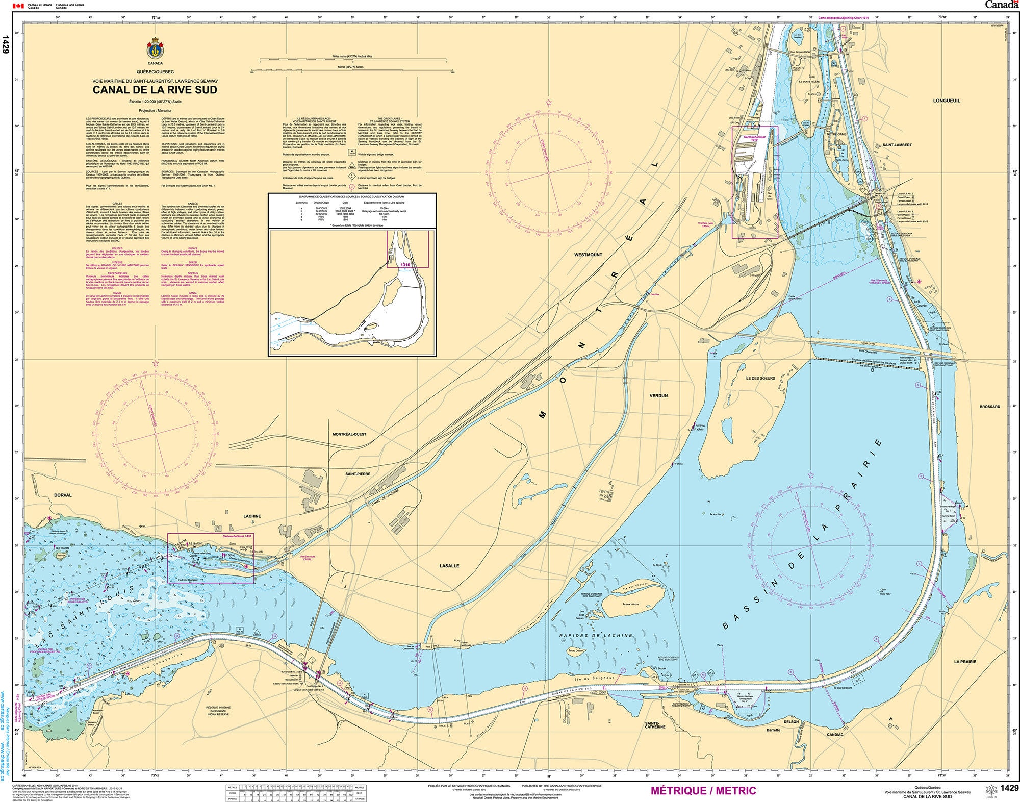 Canadian Hydrographic Service Nautical Chart CHS1429: Canal de la Rive Sud