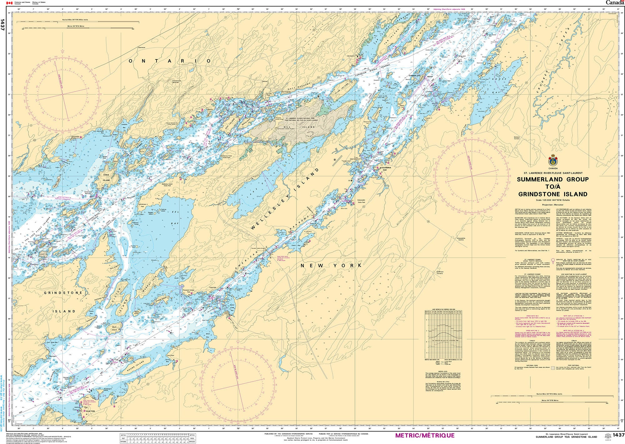 Canadian Hydrographic Service Nautical Chart CHS1437: Summerland Group to/à Grindstone Island