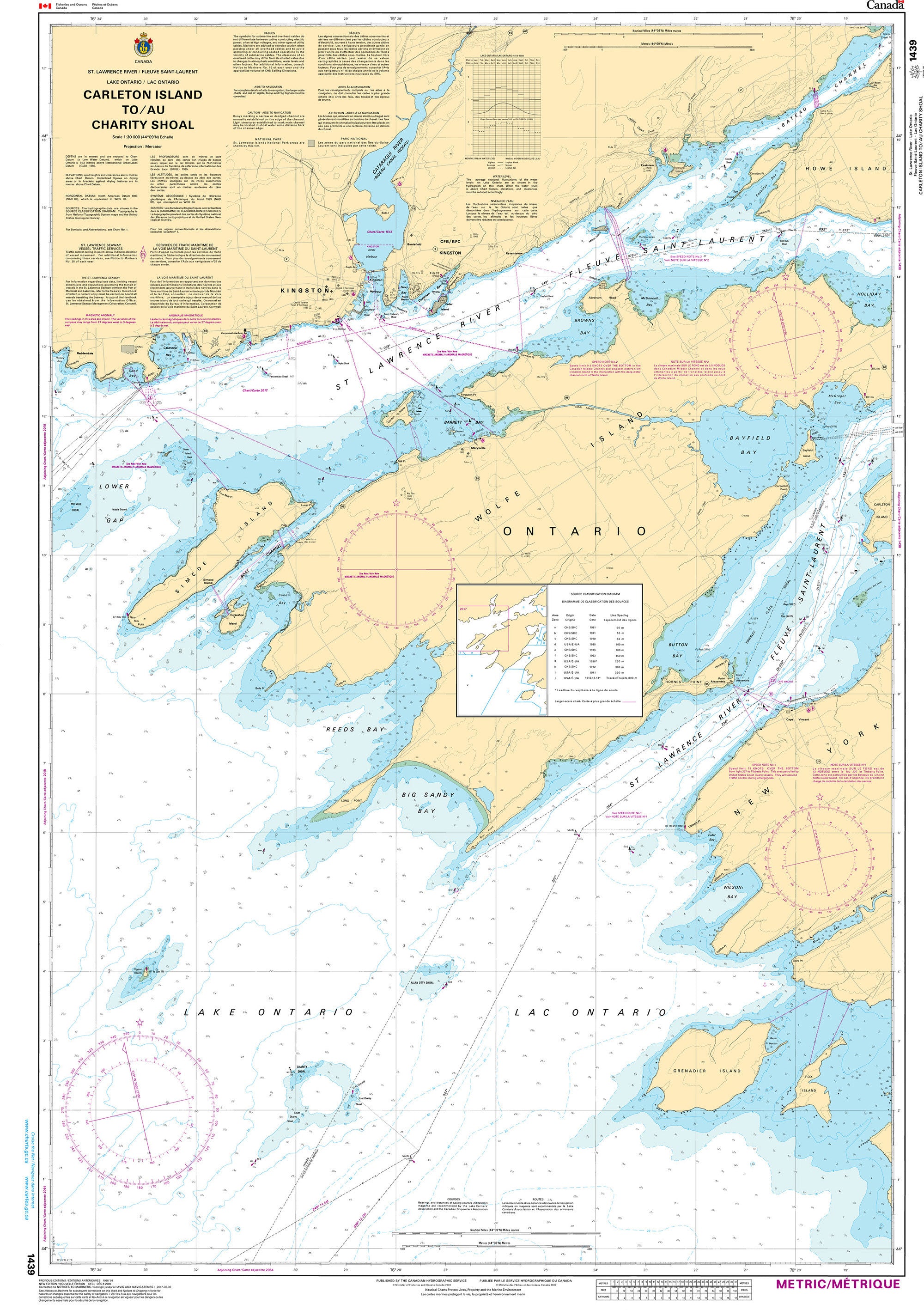 Canadian Hydrographic Service Nautical Chart CHS1439: Carleton Island to/au Charity Shoal